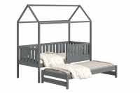 Detská posteľ domček prízemná s výsuvným lôžkom Nemos - grafit, 90x180 Detská posteľ prízemná s výsuvným lôžkom Nemos - Farba Grafit 