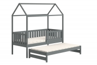 Detská posteľ domček prízemná s výsuvným lôžkom Nemos - grafit, 80x200 Detská posteľ prízemná s výsuvným lôžkom Nemos - Farba Grafit 