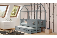 Detská posteľ domček prízemná s výsuvným lôžkom Nemos - grafit, 80x190 Detská posteľ prízemná s výsuvným lôžkom Nemos - Farba Grafit 