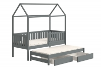 Detská posteľ domček prízemná s výsuvným lôžkom Nemos - grafit, 80x160 Detská posteľ prízemná s výsuvným lôžkom Nemos - Farba Grafit 