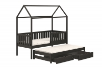 Detská posteľ domček prízemná s výsuvným lôžkom Nemos - Čierny, 90x200 Detská posteľ prízemná s výsuvným lôžkom Nemos - Farba Čierny 