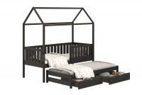 Detská posteľ domček prízemná s výsuvným lôžkom Nemos - Čierny, 80x180 Detská posteľ prízemná s výsuvným lôžkom Nemos - Farba Čierny 