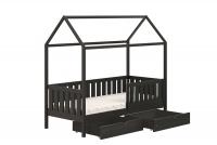 Detská posteľ domček prízemná so zásuvkami Nemos II - Čierny, 80x180 Detská posteľ prízemná so zásuvkami Nemos II - Farba Čierny 