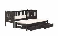 Detská posteľ Alvins s prístelkou - 90x180 cm - čierna Łóżko dziecięce parterowe wyjazdowe Alvins - Kolor Czarny 