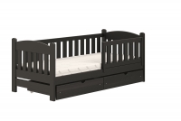 Dřevěná dětská postel Alvins DP 002 - Černý, 90x200 Dřevěná dětská postel Alvins DP 002 - Barva Černý 