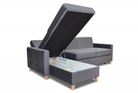 Canapea de colț  cu funcție de dormit Vanisa Mini Stânga - Albastru marin Kronos 09/ Picioare Fag  Canapea de colț cu funcție de dormit Vanisa Mini Storage  Fotografie explicativă