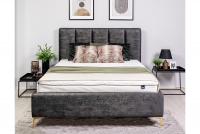 postel čalouněné pro ložnice ze stelazem Klabi - 160x200, Nohy zlaté šedý postel pro ložnice w ciemnym odcieniu 