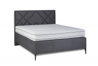 postel čalouněné do ložnice s úložným prostorem Simen - 140x200, Nohy černé šedý postel Simen z czarnymi nozkami 