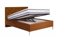 Posteľ čalúnená do spálne s úložným priestorom Simen - 160x200, Nohy zlaté  posteľ Simen s úložným priestorom na posciel 
