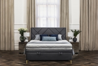 postel pro ložnice s čalouněným stelazem a úložným prostorem Simen - 160x200, Nohy zlaté postel pro ložnice z miekkim wezglowiem 
