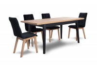 stôl rozkladany 120-160 Paris na drewnianych nogach - Dub lancelot / čierne nožičky stol i čierny Stoličky