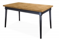 stôl rozkladany do jedálne 160-200 Ibiza na drewnianych nogach - Dub lancelot / čierne nožičky  stôl na czarnych nogach