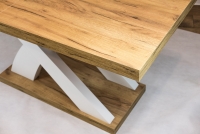 Sydney összecsukható asztal - 140-220 cm - X-alakú talppal - kézműves tölgy / fehér lábak stůl rozkladany 140-220 Sydney z podstawa w ksztalcie X - Dub craft / biale Lábak - zdjecie pogladowe
