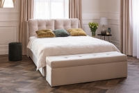 postel čalouněné pro ložnice ze stelazem Branti - 160x200, Nohy černé   bezowe postel z miekkim wezglowiem 