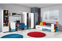 Regál jednodverový s dvoma zásuvkami Tablo 5 do izby nastolatka - grafit / Biely / atlantic Kolekcia nábytku do mládežníckej izby 