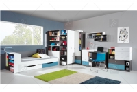 Regál Tablo 6 L/P - Grafit + Bílý Lux - Výprodej pokoje mládežnický