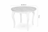 stôl okragly rozkladany 100-140 Monza 4 na drewnianych nogach - Dub sonoma / biale Nohy stôl okragly rozkladany