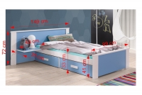 postel dzieciece přízemní Puttio II - Bílý akrylová + Modrý, 90x200 postel dzieciece přízemní Puttio II - Rozměry