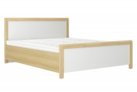 postel pro sypilani 160x200 London s úložným prostorem na posciel - Bílá ajpelska / Dub lindberg biale postel pro ložnice 160x200