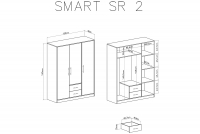 Smart SRL2 ruhásszekrény háromajtós, tükrös - artisan-tölgy ruhásszekrény háromajtos z dwiema fiokok i tükör Smart SRL2 - artisan - schemat