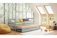 postel dětské domeček přízemní výsuvná Comfio - šedý, 80x190 postel dětské domeček přízemní výsuvná Comfio - šedý