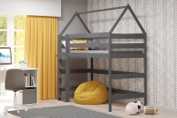 postel dětské domeček vyvýšená postel Comfio - grafit, 80x190 postel dětské domeček vyvýšená postel Comfio - grafit