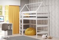 postel dětské domeček vyvýšená postel Comfio - Bílý, 80x160 postel dětské domeček vyvýšená postel Comfio - Bílý