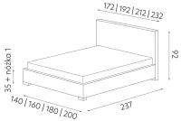 postel čalouněné 180x200 Bolsena s úložným prostorem postel čalouněné 180x200 Bolsena S vnitřním úložným prostorem- Rozměry
