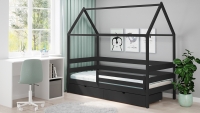 postel dětské domeček přízemní Comfio - Černý, 80x160 postel dětské domeček přízemní Comfio - Černý 