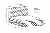 postel čalouněné Roma 140x200 s úložným prostorem postel čalouněné Roma 140x200 S vnitřním úložným prostorem- Rozměry