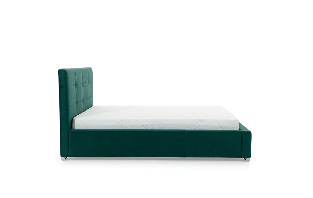 postel do ložnice s úložným prostorem Elderio - Zelený samet hydrofobowy Monolith 37, 160x200  postel do ložnice s úložným prostorem Elderio