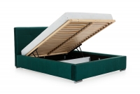 Elderio háloszobai ágy, tárolokkal  - 160x200 cm - hidrofób zöld Velúr Monolith 37  Ágy háloszoba tárolokkal Elderio