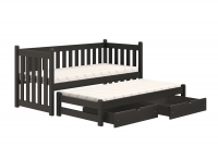 Swen egyszintes ágy, kihúzható fiókokkal - 80x180 cm - fekete Ágy egyszintes kihúzhato Swen - Szín Czarny