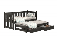 Swen egyszintes ágy, kihúzható fiókokkal - 90x180 cm - fekete Ágy egyszintes kihúzhato Swen - Szín Czarny