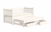 postel přízemní výsuvná Swen s zásuvkami - Bílý, 90x200 Łóżko parterowe wysuwane Swen - kolor Biały 