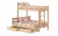 Lovic emeletes ágy, fiókokkal, jobb oldali - 80x200 cm/120x200 cm - fenyőfa Emeletes ágy fiokokkal Lovic - fenyőfa