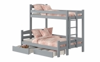 Lovic emeletes ágy, fiókokkal, jobb oldali - 80x200 cm/120x200 cm - szürke Emeletes ágy fiokokkal Lovic - szürke