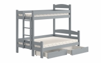 Lovic emeletes ágy, fiókokkal, bal oldali - 90x200 cm/120x200 cm, szürke Emeletes ágy fiokokkal Lovic - szürke