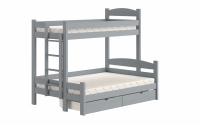 postel patrová  s zásuvkami Lovic levá - šedý, 90x200/140x200  postel patrová  s zásuvkami Lovic - šedý