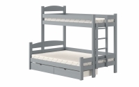 postel patrová  s zásuvkami Lovic pravá - šedý, 90x200/140x200  postel patrová  s zásuvkami Lovic - šedý