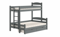 Lovic emeletes ágy, fiókokkal, bal oldali - 80x200 cm/120x200 cm - grafitszürke Emeletes ágy fiokokkal Lovic - grafitszürke