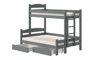 Lovic emeletes ágy, fiókokkal, jobb oldali - 90x200 cm/140x200 cm - grafitszürke Emeletes ágy fiokokkal Lovic - grafitszürke