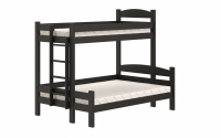 postel patrová  s zásuvkami Lovic levá - Černý, 80x200/120x200  postel patrová  s zásuvkami Lovic - Černý