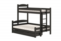 postel patrová  s zásuvkami Lovic pravá - Černý, 80x200/120x200  postel patrová  s zásuvkami Lovic - Černý