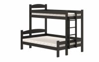 postel patrová  s zásuvkami Lovic pravá - Černý, 80x200/140x200  postel patrová  s zásuvkami Lovic - Černý
