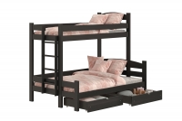 Lovic emeletes ágy, fiókokkal, bal oldali - 90x200 cm/120x200 cm - fekete Emeletes ágy fiokokkal Lovic - fekete