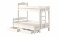 Lovic jobb oldali emeletes ágy fiókokkal - fehér, 80x200/120x200  Emeletes ágy fiokokkal Lovic - bialy