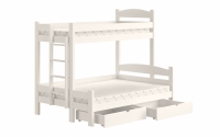 postel patrová  s zásuvkami Lovic levá - Bílý, 90x200/120x200  Łóżko piętrowe z szufladami Lovic - biały