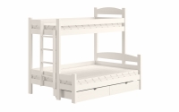 postel patrová  s zásuvkami Lovic levá - Bílý, 90x200/120x200  postel patrová  s zásuvkami Lovic - Bílý