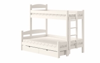 Lovic jobb oldali emeletes ágy fiókokkal - fehér, 90x200/120x200  Emeletes ágy fiokokkal Lovic - bialy